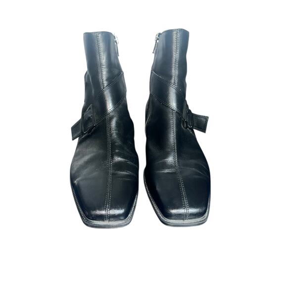 ECCO Black Leather Ankle Boots Size 40 (9-9.5) Buckle Strap Low Heel comfort - Picture 3 of 11